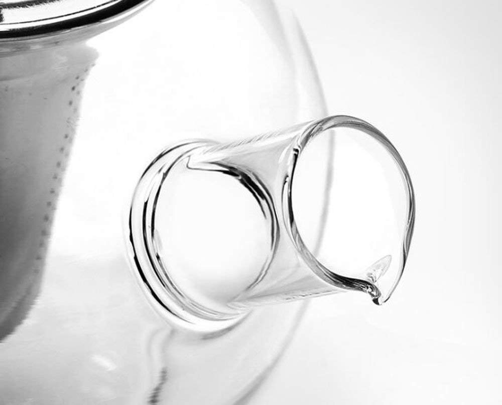 Glass Teapot with Removable Stainless Steel Infuser, 18/8 Food Grade Strainer, Stovetop Safe, Loose Leaf Tea Maker - 1000ml