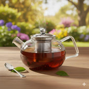 Glass Teapot with Removable Stainless Steel Infuser, 18/8 Food Grade Strainer, Stovetop Safe, Loose Leaf Tea Maker - 1000ml