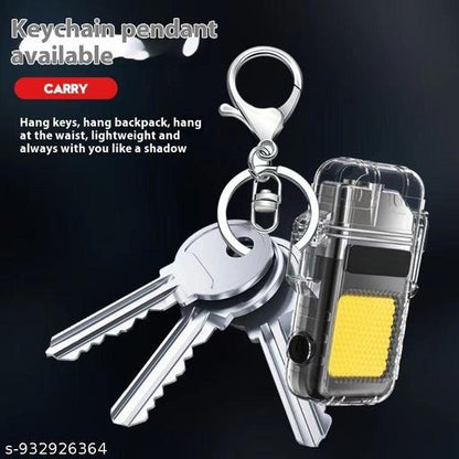 2-in-1 Rechargeable Flameless Electric Lighter with COB LED Keychain Light