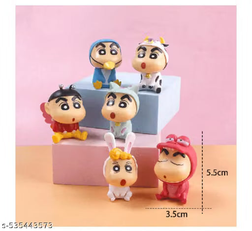 Shinchan Mini Figures Set (6PCS, 5.5cm) – Cute Cartoon Toy Collection | Colorful Costumes | Kids Gift & Decor Item | Meesho Trending Toy