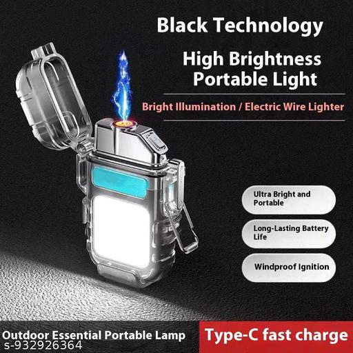 2-in-1 Rechargeable Flameless Electric Lighter with COB LED Keychain Light