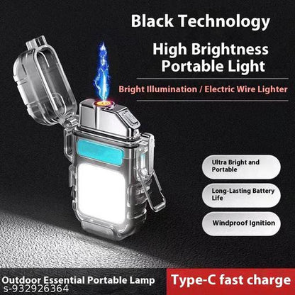 2-in-1 Rechargeable Flameless Electric Lighter with COB LED Keychain Light