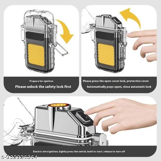 2-in-1 Rechargeable Flameless Electric Lighter with COB LED Keychain Light